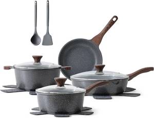 lot 211283 image: SENSARTE Nonstick Cookware Set 13-Piece, Non Stick Pots and Pans Set with Swiss Granite Coating, Healthy Kitchen Cooking Set, Stay-Cool Handles, PFOA Free