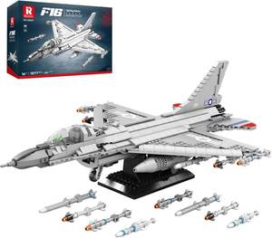 lot 211286 image: Reobrix F-16 Fighter Jet Building Sets,Military Fighter Display Model,Air Force Building Block Set 33027,Fighting Falcon Airplane Army Construction Set,Toys Gifts for Military Fans and Kid 14,1377PCS
