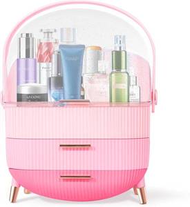 lot 311191 image: Teen Girls Gift Makeup Organizer,Skincare Organizer Jewelry Storage,Cosmetics Storage and Display Case,Make Up Holders and Organizers for Countertop,Bathroom Organizer (Triple Pink)