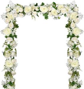 lot 311192 image: DearHouse 2Pack Artificial Peony Flower Garland - Silk Peony Garland with White Flowers for Wedding Party Table Decoration,6ftStrand