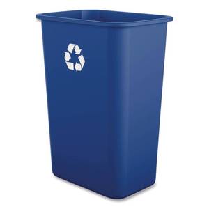 lot 311193 image: Boardwalk Recycling Bin, 10 Gallon Tall Trash Can, Blue Plastic, Indoor, Easy-to-Clean, 20.5 High, Great for Office Or Kitchen Use, Made in The USA