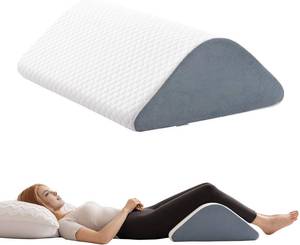 lot 311197 image: Knee Wedge Pillow for Post-Surgery Recovery-Leg Elevation Support for Sleep Position, Alleviating Lower Back & Hip Pain Enhancing Circulation in Ankles Legs Triangle Pillow with Removable Cover