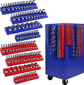 lot 311202 image: HORUSDY 8-Piece Magnetic Socket Organizer Set, Magnet Socket Holder, 14, 38, 12 Socket Holds 199 Pieces Magnetic Trays. (8-Piece Organizer Set)