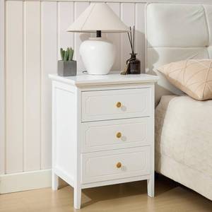 lot 311205 image: YIGOBUY 3 Drawer Nightstand White Side Table 19 Bedroom Night Stands End Table for Living Room Bedroom with Storage 1 Set Furniture  Bedroom, Living Room, Bedroom, Storage, Furniture
