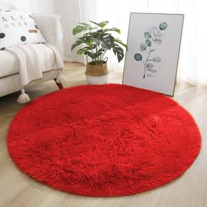 lot 311207 image: Soft Fluffy Round Area Rug, Cozy Plush Shaggy Circle Carpet for Living Room Bedroom Home D cor Red 5.9 Feet