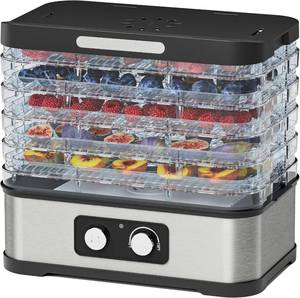 lot 311211 image: Food Dehydrator Machine for Jerky, 5 Stackable BPA-Free Trays with Temperature Control, 250W Small Dehydrator for Fruit, Beef and Deer Jerky, Mushroom, Herbs, Recipe Included, 72H Max