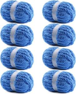 lot 311215 image: 8 Pack Chunky Yarn for Hand Knitting - #10 Super Bulky Chenille Yarn, Fluffy Jumbo for Thick Hand-Knit Blankets, Scarves 25 Yds 7.94 Oz Each Skein (8, Navy Blue)