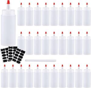 lot 311217 image: Squeeze Bottle, Shekure 30Pcs 4 Oz Premium Food Grade Plastic Bottles with Squeeze Top Caps Include 2 Labels and 1 Pen for Icing Cookie Decorating Sauces Condiments Arts Crafts BPA Free