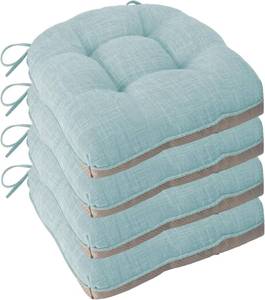 lot 311218 image: Non Slip Chair Cushions for Dining Chairs Set of 4 Kitchen Chair Cushions 18x18x3 Turfted Chair Pads Comfortable and Soft Seat Cushion with Ties, Aqua Blue