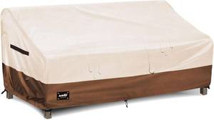 lot 411138 image: 3-Seater Outdoor Furniture Covers Waterproof,76Wx32Dx31H Inches Outdoor Couch Cover, Heavy Duty Patio Furniture Covers,Beige&Brown