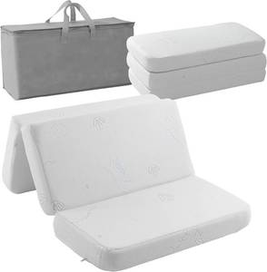 lot 411154 image: Trifold Portable Mini Cribe Mattress Pad Mattress Breathable Dual Side Memory Foam Topper with Removable Cover