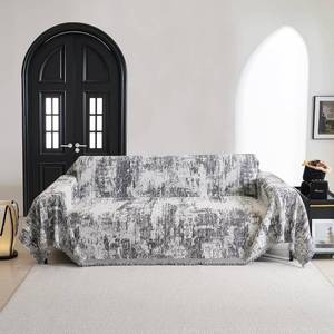 lot 411159 image: MYSKY HOME Sectional Couch Cover Deep Grey Abstract Geometric Sofa Covers for Sectional Sofa L Shape Chenille Couch Protector for Dogs Pets Couch Throw Cover Washable Durable for Home Decor, 71 X118