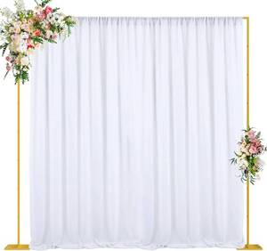 lot 411160 image: Wokceer 10x10 FT Backdrop Stand Heavy Duty Pipe and Drape Kit, Adjustable Gold Backdrop Stand for Wedding Birthday Party Photography Photo Booth Background Christmas Decoration
