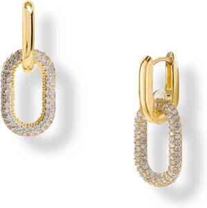 lot 411174 image: OZEL 14K Gold & Silver Plated Paperclip Chain Earrings with Cubic Zirconia Dangle, Hoop, Huggie, Stud Styles Women s Fashion Jewelry Gift