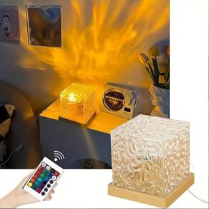 lot 411177 image: Ocean Wave Projector Light - 16-Color Luminorthe Cube Lamp with Remote, 3D Holographic Water Ripple Romantic Ambient Lighting for Childs Room, Meditation, Relaxation & Night Light