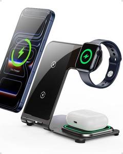 lot 411180 image: Intoval 3 in 1 Wireless Charger for iPhone 171615141312,Wireless Charging Station for Apple Devices, Aluminum Charging Stand for iWatch 11 10 9 Ultra 32 SE 32,for AirPods 4 3 2 Pro 32