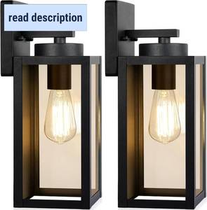 lot 211266 image: Outdoor Wall Light Fixtures, Exterior Waterproof Wall Lanterns, Porch Sconces Lighting with E26 Sockets & Glass Shades, Modern Matte Black Outside Lights for Patio Front Door Entryway Garage, 2-Pack