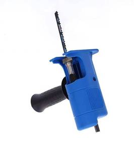 lot 20002 image: QINALO Electric Drill and Reciprocating Saw Adapter, Reciprocating Saw Accessory Kit with 6 Replacement Blades, Plastic, and Metal (Blue)