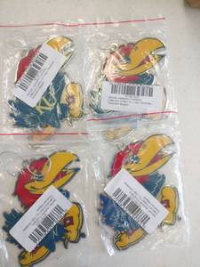lot 20014 image: Kansas Jayhawks Prographs Collectors Edition KU Logo Christmas Ornament - 4 Pack