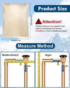 lot 20039 image: Backflow Preventer Insulation Cover, (5°F) Actgan 16X20 5 Layers Outdoor Pressure Vacuum Breaker Sprinkler Valve Faucet Cover for Winter Freeze Protection Beige