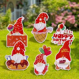 lot 20050 image: FiGoal Happy Birthday Yard Signs with Cute Little Elf (Red) Corrugated Yard Stake Signs Outdoor Decorations with Stakes Yard Signs for Birthday YardLawn Decorations