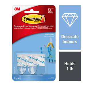 lot 20066 image: Command Clear Hooks & Strips  Plastic  Small  2 Hooks & 4 StripsPack 5 Packs