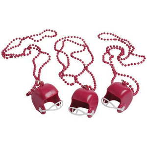 lot 20100 image: U.S. Toy KD30-17 Maroon Bead Necklaces With Football Helmets - 18 Pcs