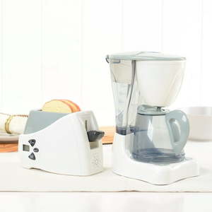 lot 20139 image: Constructive Playthings Kids Coffee Maker and Toaster Kitchen Appliance Playset  Ages 3
