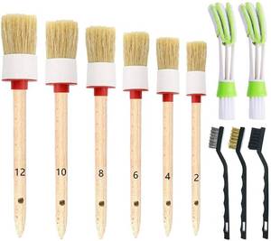 lot 20197 image: Nurkul 11 Pieces Auto Detailing Brush Set for Cleaning Interior, Exterior, Leather, Including 6 pcs Car Detailing Brushes, 3 pcs Wire Brush and 2 pcs Automotive Air Conditioner Brush