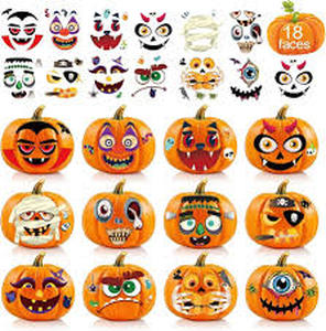 lot 20032 image: AnSun Pumpkin Decorating Foam Stickers in 24 Designs Halloween Party Supplies Trick or Treat Party Favors (36 Pack) (3 Ct)