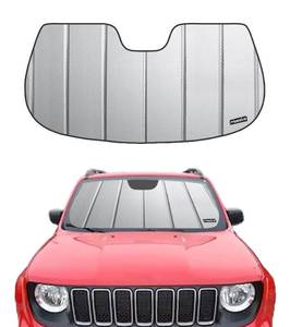 lot 2049 image: Pigenius Windshield Sunshade for Jeep Renegade 2015-2023 (No Rain Sensor), Premium Grey Leather Finish