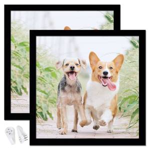 lot 2052 image: icariery 16x16 Picture Frame Set of 2, Black Square Photo Frames High Transparent Wall Gallery Desktop Horizontal Vertical for Canvas Collage Photo Poster Certificate 16 x 16 inches