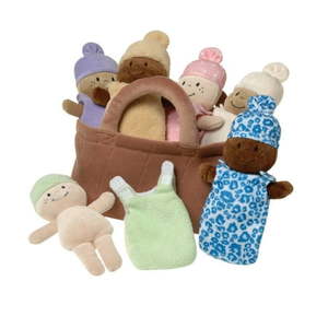lot 2060 image: Creative Minds Basket of Soft Babies with Removable Sack Dresses - Set of 6
