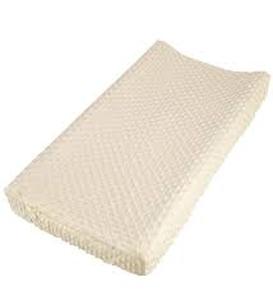 lot 2047 image: Nozaam - Baby Plush Minky Dot Changing Pad Cover - Ultra-Soft Stretchy Fitted Cover for Standard Nursery Changing Pad (Khaki)