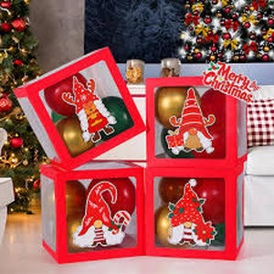 lot 2061 image: PFAMKEER Christmas Decorations Indoor Christmas Boxes, Clear Christmas Party Balloon Box,The 43 pcs Set Includes 4 Balloon Boxes, 36 Balloons and Cute Christmas Character Gift Patterns.Green (White)