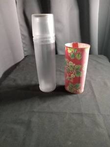 lot 1026 image: Starbucks Frosted Glass Travel Tumbler with Floral Design