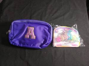lot 1028 image: Purple Letter A Fanny Pack with Beauty Hair Kit