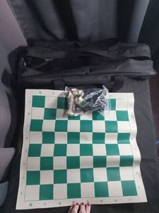 lot 1032 image: Tournament Chess Set with Roll-up Board