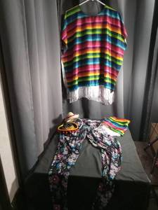 lot 1075 image: Mexican Fiesta Costume Set with Serape and Sugar Skull Dress