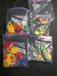 lot 1113 image: Plastic Pattern Blocks and Counting Chips Set