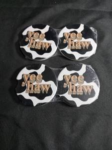 lot 1127 image: Upnow Pro Inspirational Car Coasters with Cow Print