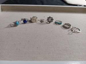 lot 12473 image: Sterling Silver Ring Collection with Gemstones