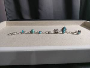 lot 12479 image: Turquoise and Silver Ring Set