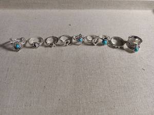 lot 12481 image: Southwestern Style Turquoise and Silver Ring Set