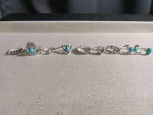 lot 12482 image: Turquoise and Silver Ring Set
