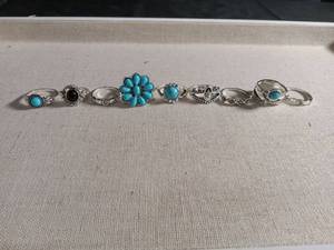 lot 12483 image: Turquoise and Silver Ring Collection