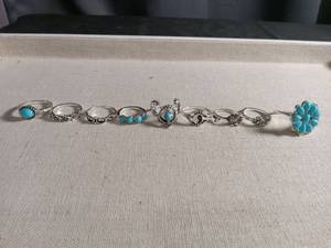 lot 12485 image: Southwestern Turquoise Ring Collection
