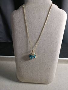 lot 12494 image: Turquoise Enamel Elephant Pendant Necklace