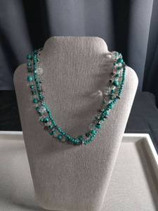 lot 12499 image: Turquoise and Crystal Beaded Statement Necklace