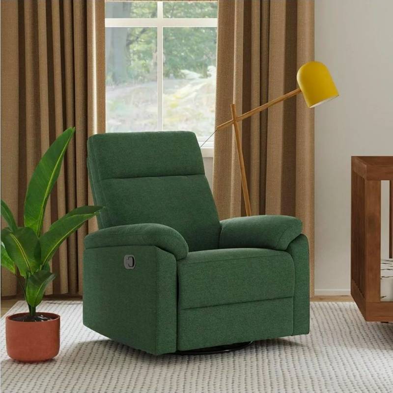 lot 31 image: DaVinci Pine Green Swivel Glider Recliner - Retail $399